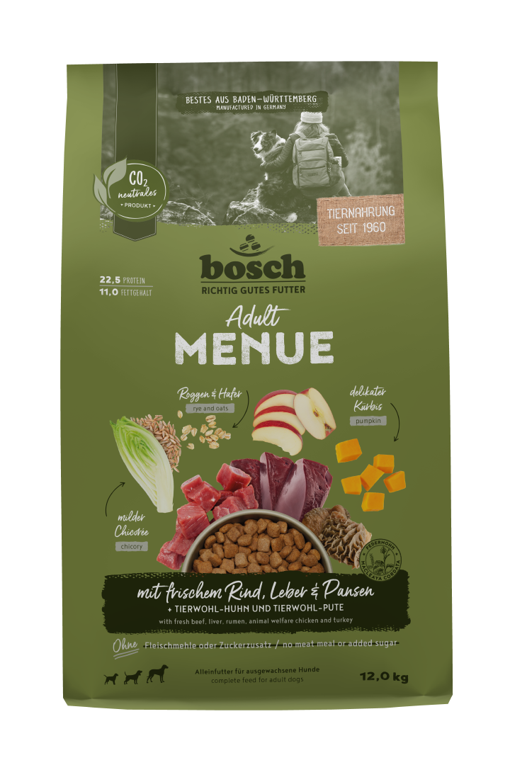 bosch Hunde-Trockenfutter HPC Menue Adult mit Rind, Leber & Pansen